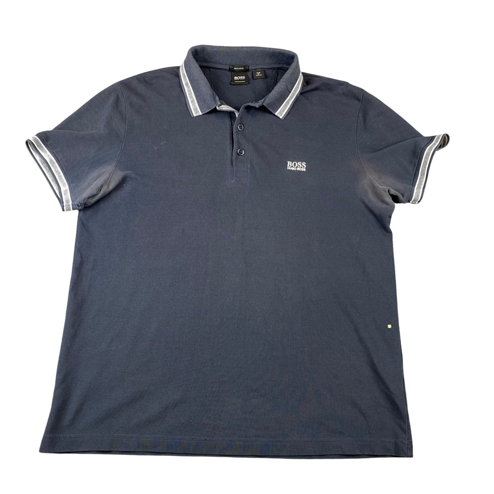 Hugo Boss Paddy Polo Shirt Mens XL Navy Regular Fit Logo Short Sleeve